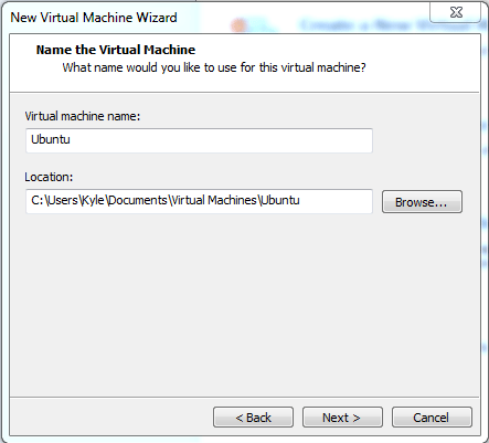 New virtual machine wizard